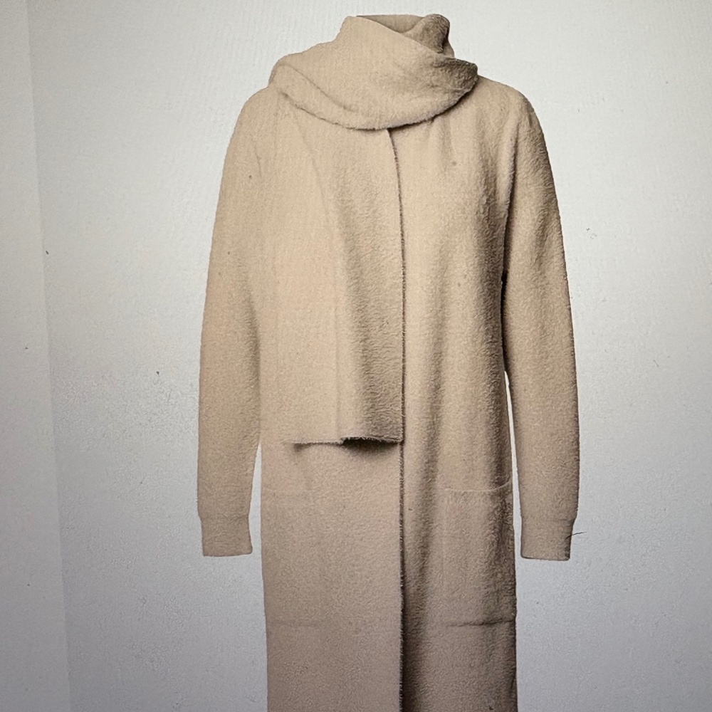 Soia & Kyo  Tiana Jacquard Knit Coatigan with Scarf  Creme XL